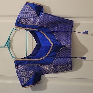 💙 Royal Blue Ready-to-Wear Saree Blouse ✨ Front Open | Size 34 (Adjustab